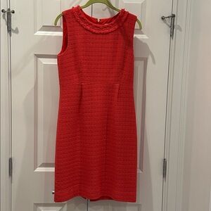 Kate Spade Vibrant coral tweed shift dress SZ 8
